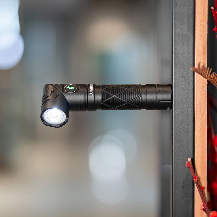 Lumintop L2 rechargeable headlamp torch with Magnetic Tail Cap for Hands-Free Lighting – Attach securely to metal surfaces for workshop jobs, roadside repairs, or emergency home lighting.