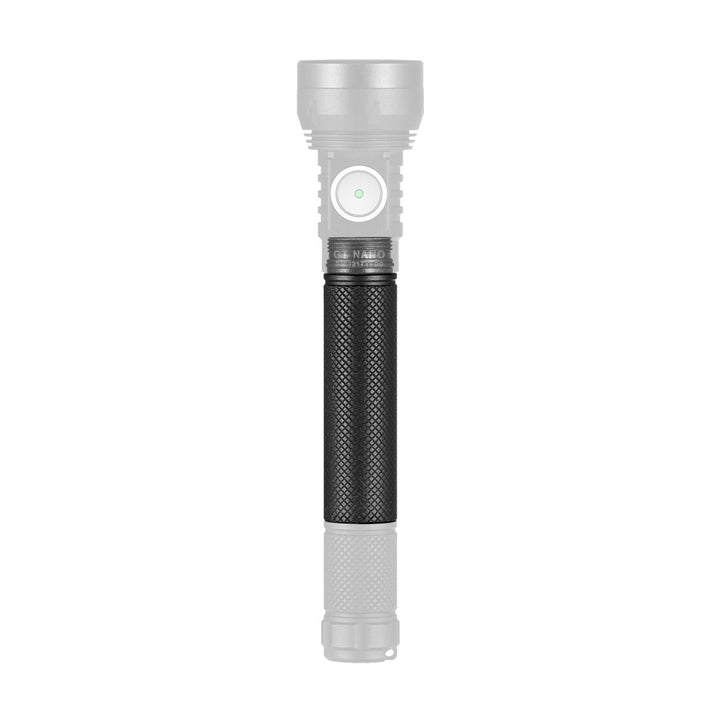 Lumintop GT Nano 3.0 mini torch with extension tube installed for enhanced runtime