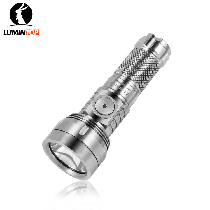 Lumintop GT Nano 3.0 thumb-sized titanium torch with 700 lumens, 400m throw, USB-C charging & IPX8 waterproof design. 