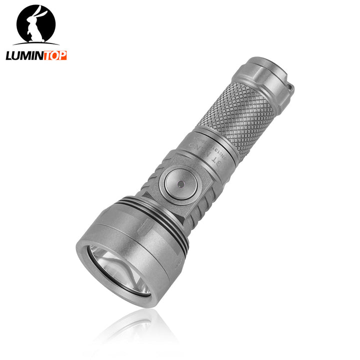 Lumintop GT Nano 3.0 mini torch in titanium, sandblasted finish with retro appeal