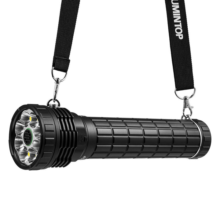 Lumintop Mach 3.0  search light can be carried with the shoulder strip