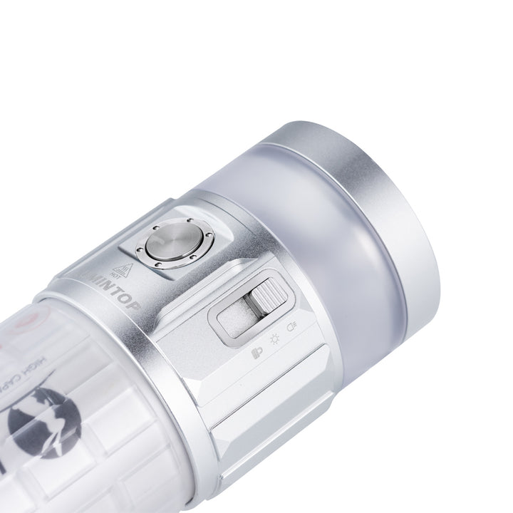 Lumintop Rainbow 2.0  features the unique magnetic and stainless steel dual switch UI ensures easy control of multiple modes—such as red-blue warning lights and colorful ambient lighting