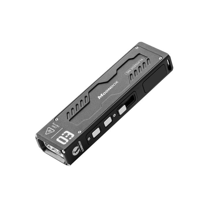 Moonbox 3.0 black flashlight with dual buttons