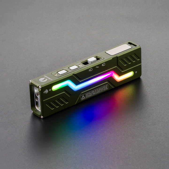 Moonbox 3.0 Green light with RGB mood lighting turns on